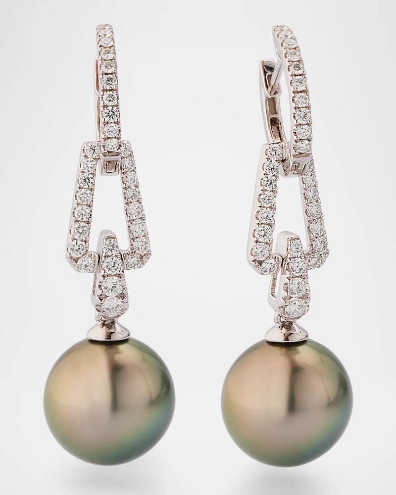 Belpearl 18k White Gold Diamond Interlock & Pearl Earrings Cover