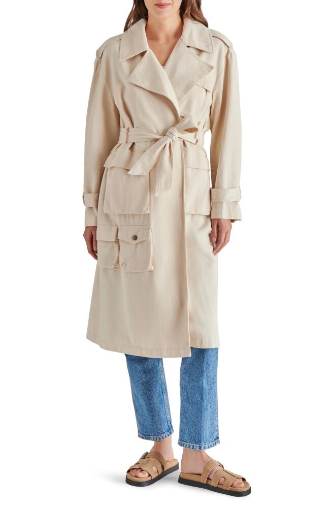 Steve Madden Sunday Cargo Pocket Cotton Trench Coat in Antique Cover