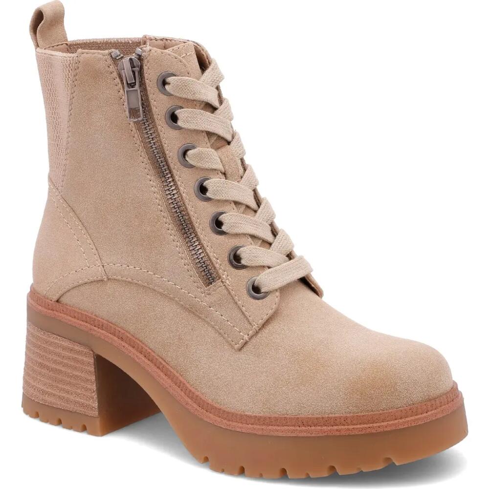 MIA Idalia Lace-Up Platform Bootie in Sand Cover