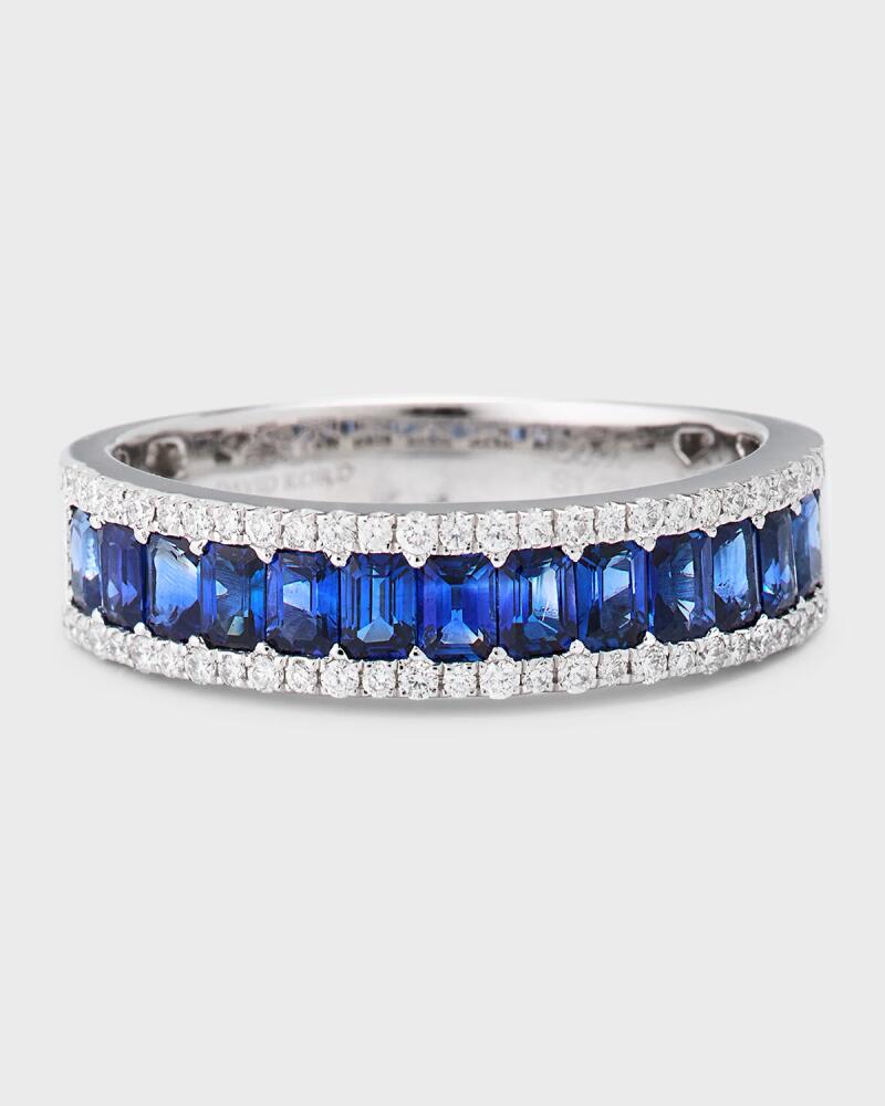 David Kord 18K White Gold Ring with Blue Sapphires and Diamonds, Size 6.5 Cover