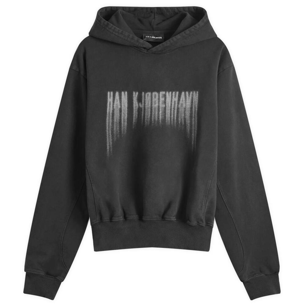 Han Kjobenhavn Men's Faded Logo Boxy Hoodie in Black Cover