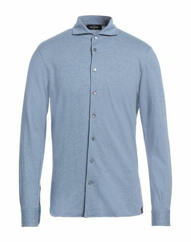 Gran Sasso Man Shirt Light blue Size 19 ¾ Cotton, Cashmere Cover