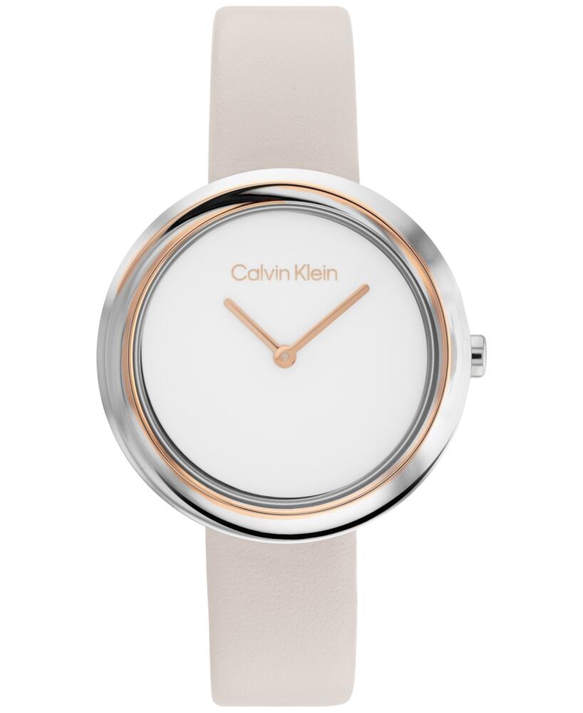 Calvin Klein Gray Leather Strap Watch 34mm - White Cover