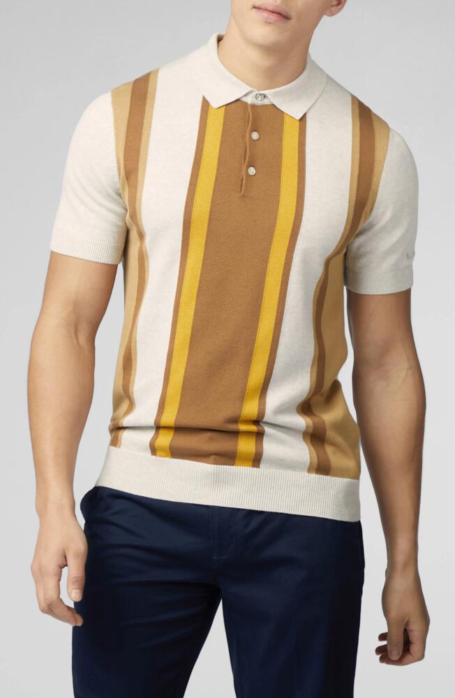 Ben Sherman Vertical Stripe Polo Sweater in Ivory Cover