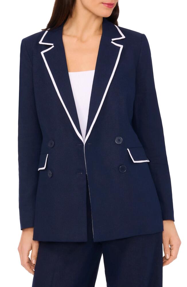 halogen(r) Oversize Double Breasted Linen Blend Blazer in Classic Navy Blue Cover