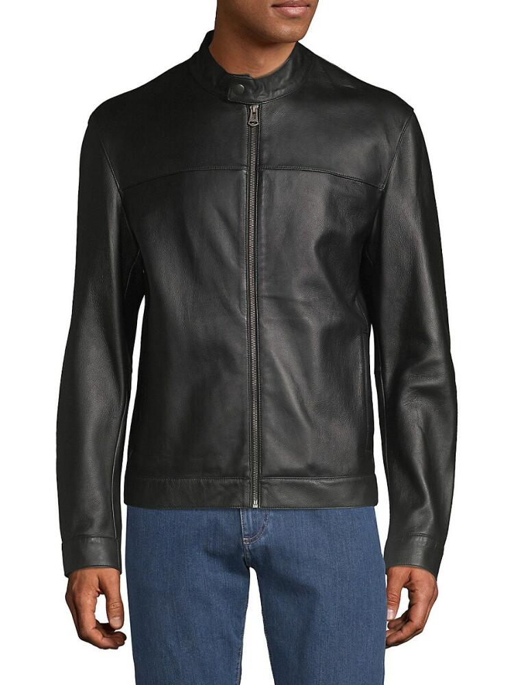 Cole Haan Men's Leather Moto Jacket - Black Cover