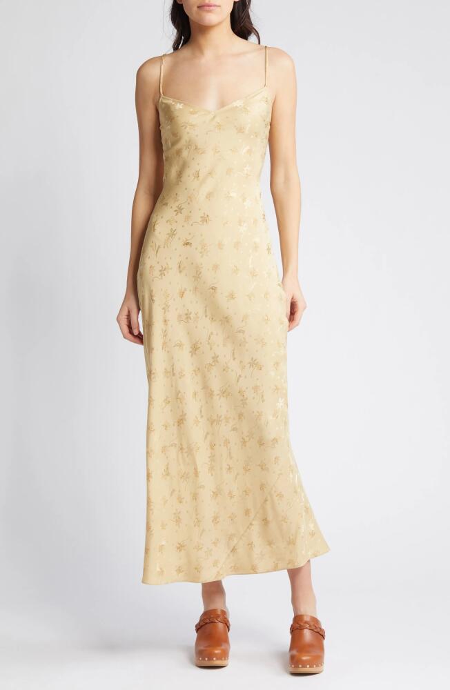 FRAME Floral Jacquard Silk Slipdress in Golden Floral Cover