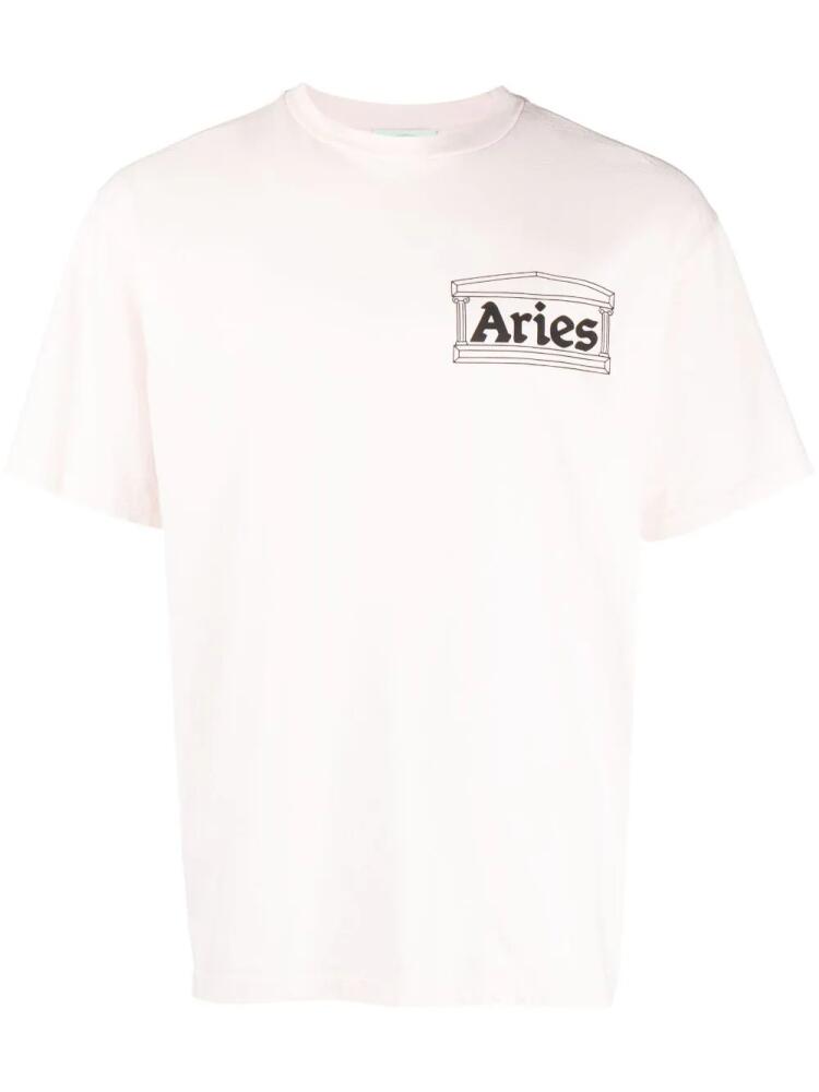 Aries logo-print cotton T-shirt - Pink Cover