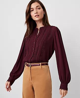 Ann Taylor Petite Pintuck Button Down Blouse Cover