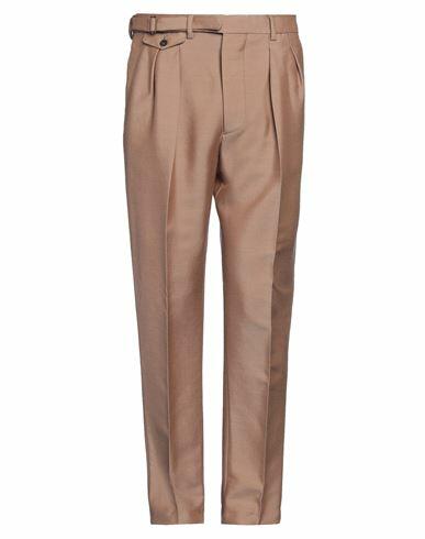 Lardini Man Pants Khaki Wool, Tencel Cover