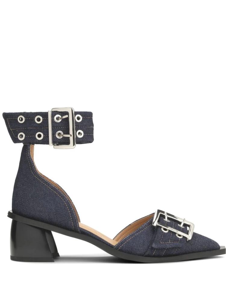 GANNI buckle-detail 50mm denim pumps - Blue Cover