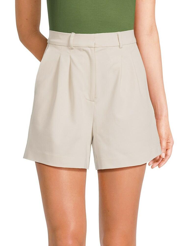 Lea & Viola Women's Flat Front Shorts - Ivory Cover