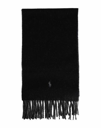 Polo Ralph Lauren Man Scarf Black Wool, Nylon Cover