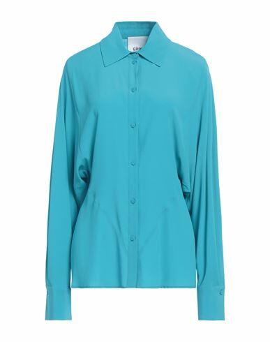 Erika Cavallini Woman Shirt Turquoise Acetate, Silk Cover