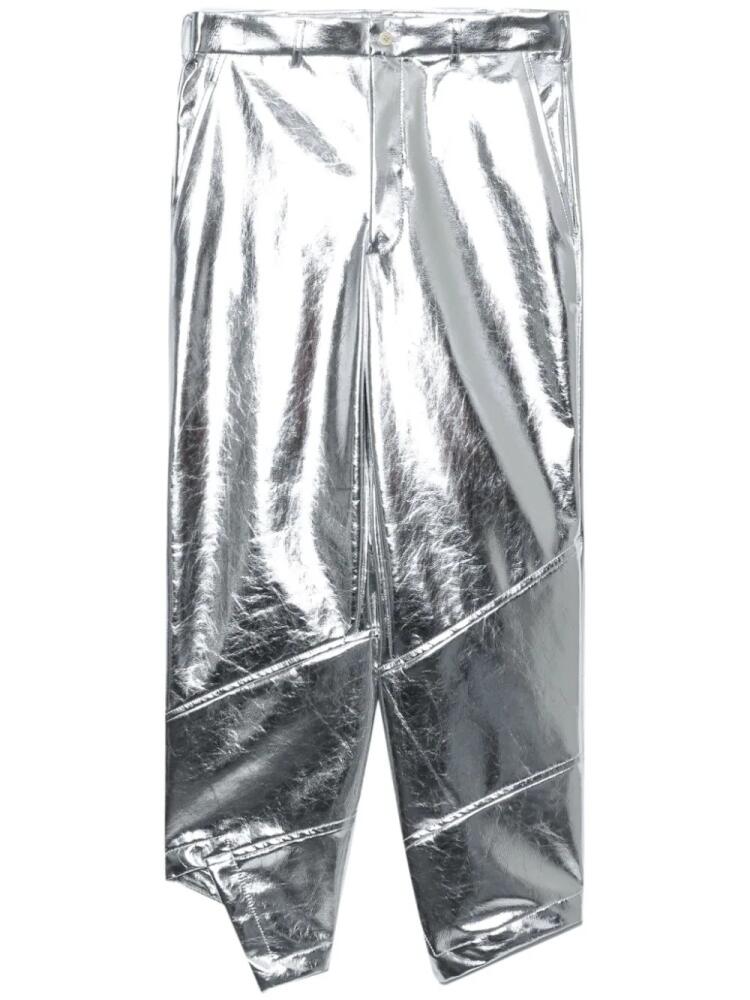 Black Comme Des Garçons asymmetric cropped trousers - Silver Cover