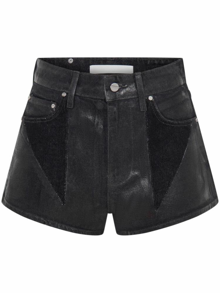 Dion Lee laminated darted denim shorts - Black Cover