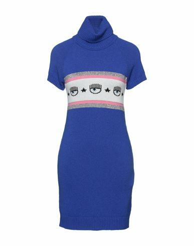 Chiara Ferragni Woman Mini dress Blue Virgin Wool, Cashmere Cover