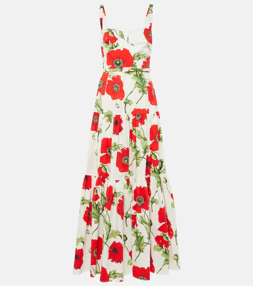 Oscar de la Renta Floral tiered cotton-blend poplin maxi dress Cover