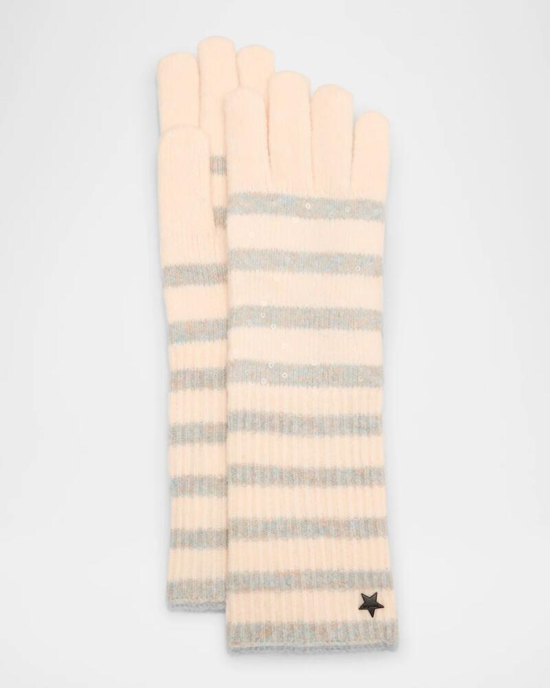 Jocelyn Stripe Sequined Knit Gloves Cover