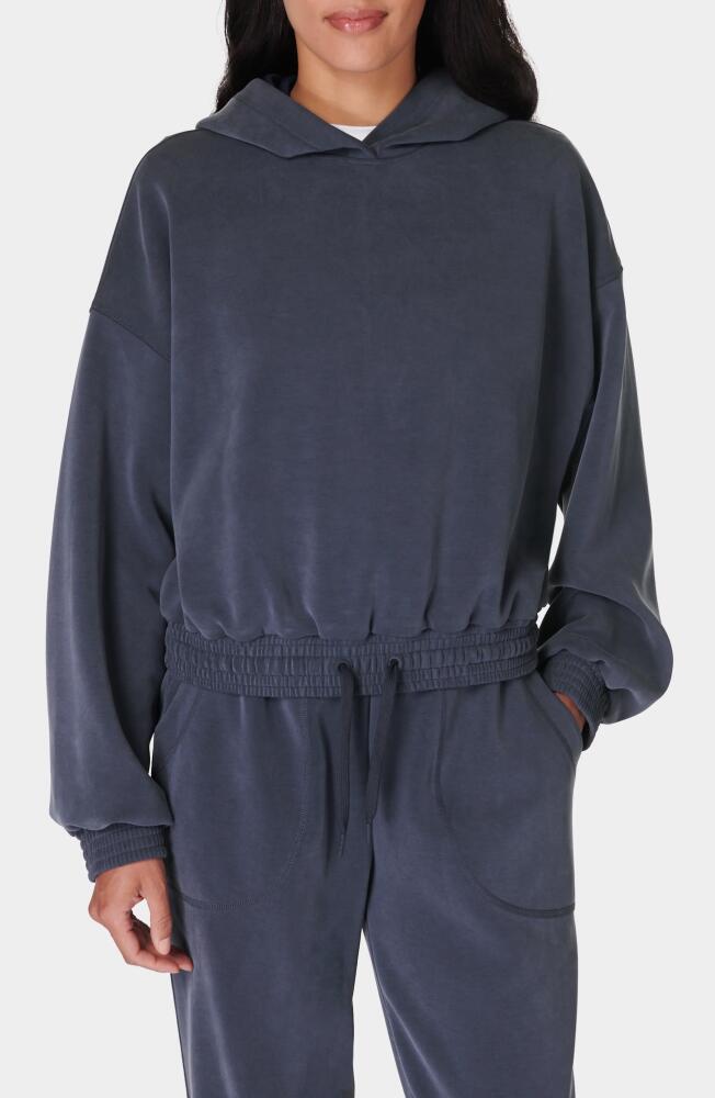 Sweaty Betty Sand Wash Crop Hoodie in Navy Blue Cover