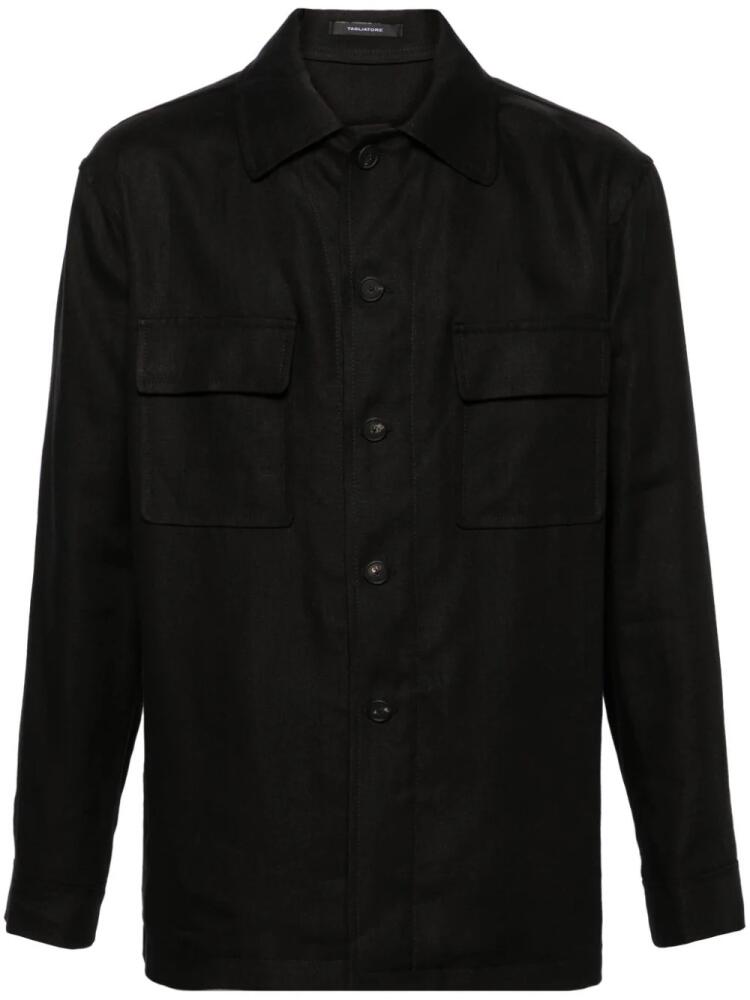 Tagliatore button-up twill overshirt - Black Cover