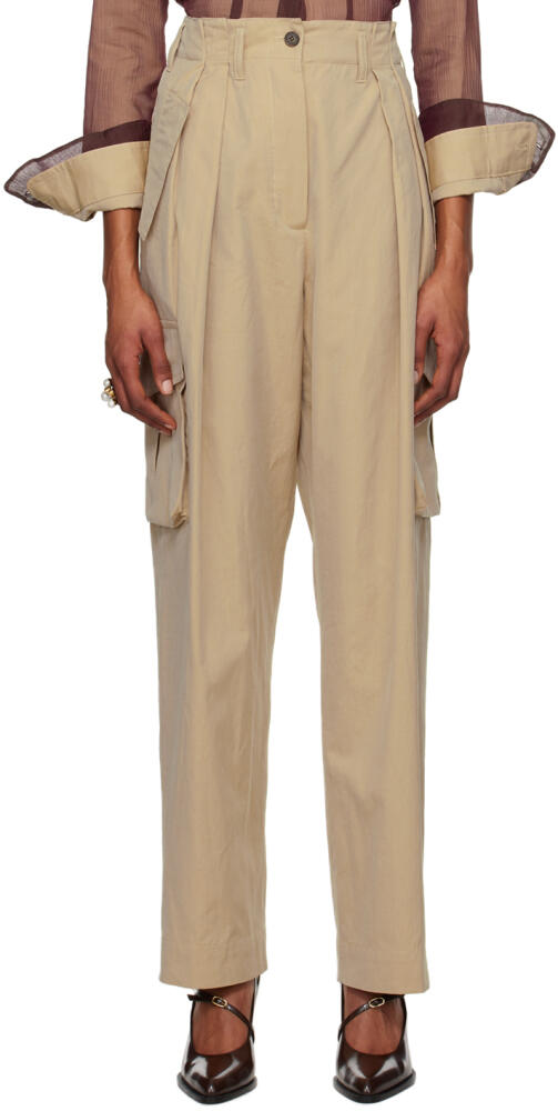 Dries Van Noten Beige Pleated Trousers Cover