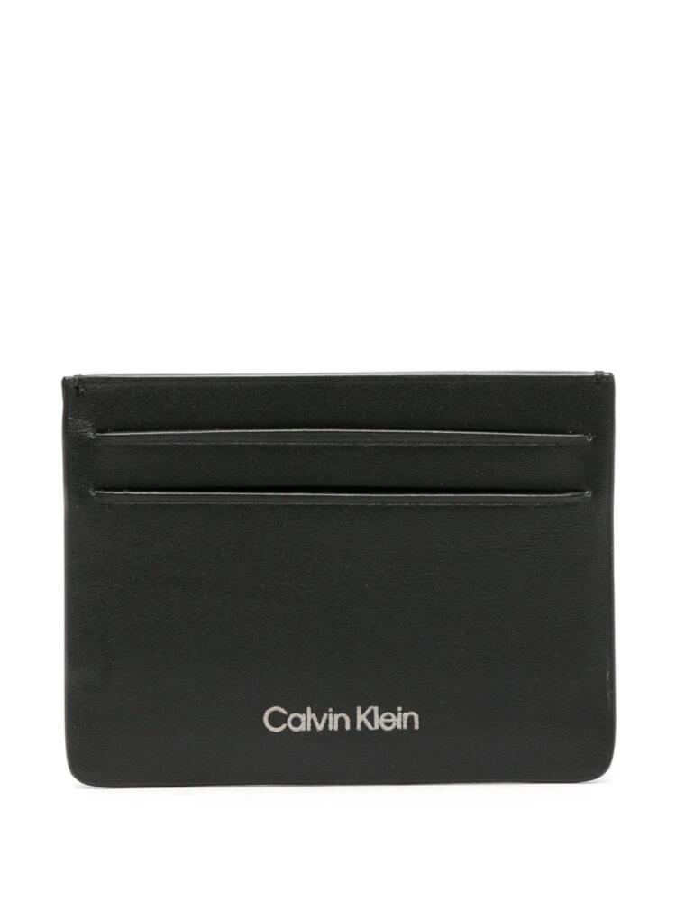 Calvin Klein logo-stamp leather cardholder - Black Cover