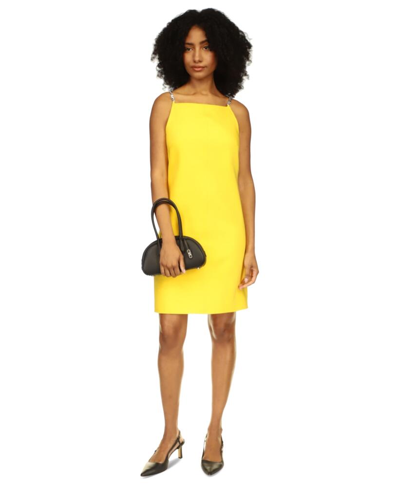 Michael Michael Kors Women's Straight-Neck Chain-Strap Dress - Bright Dandelion Cover