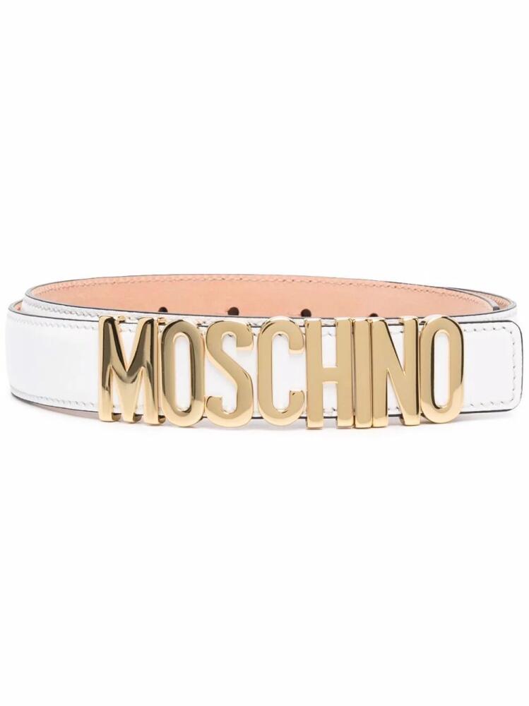 Moschino logo-letter leather belt - White Cover