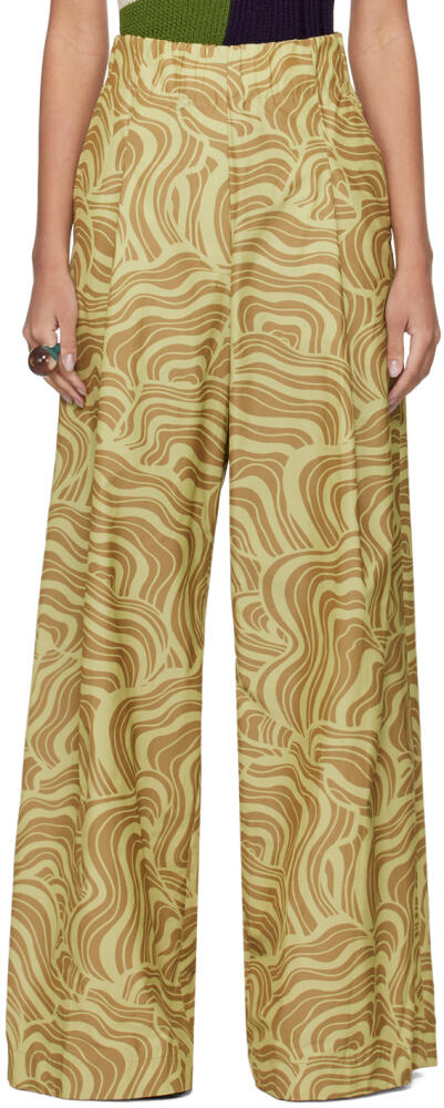 Dries Van Noten Yellow Printed Trousers Cover