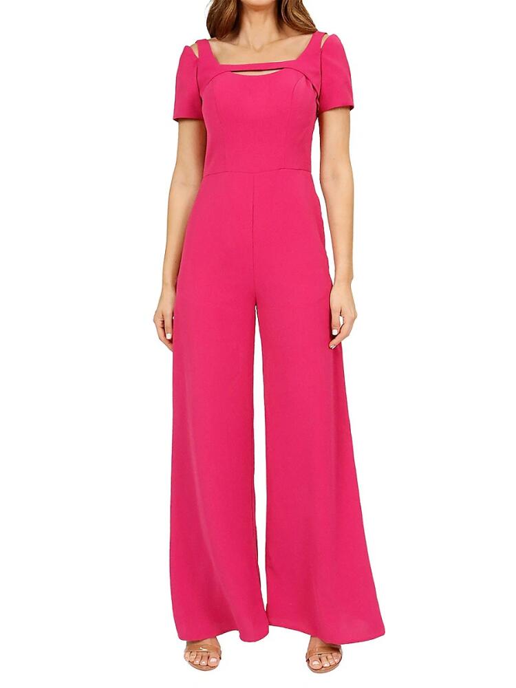 Rene Ruiz Collection Women's Cutout Wide Leg Jumpsuit - Magenta Cover