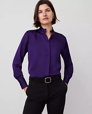 Ann Taylor Ruffle Neck Blouse Cover