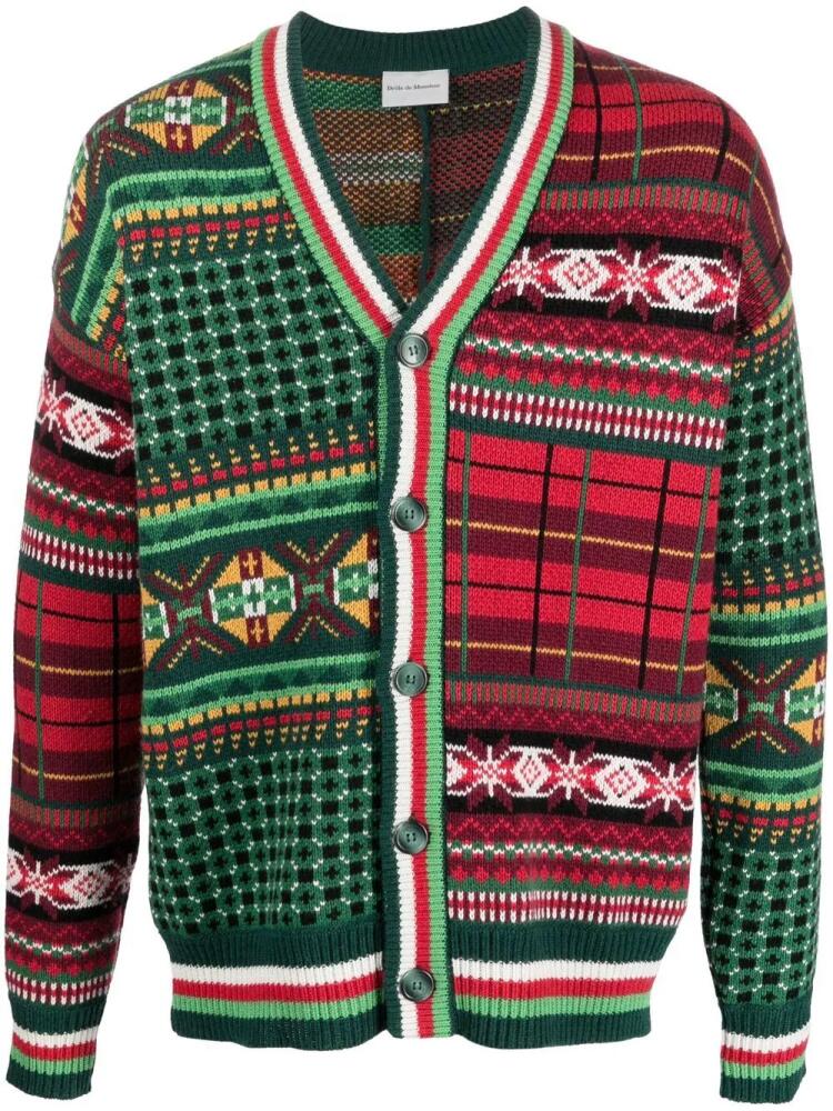 Drôle De Monsieur patterned intarsia knit cardigan - Green Cover