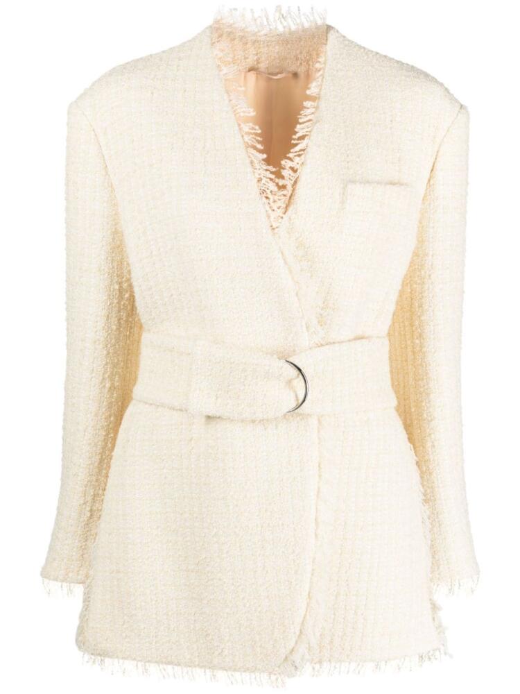 Del Core frayed-detailing belted-waist blazer - Neutrals Cover