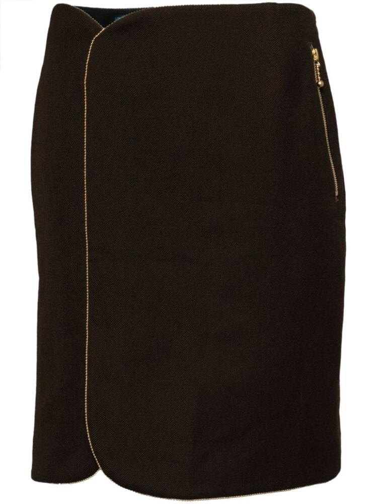 Kolor gold-tone trim wool skirt - Brown Cover