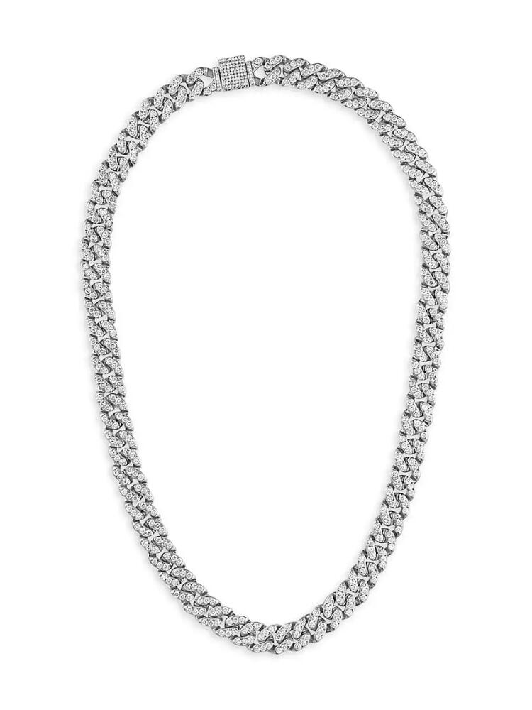 Esquire Men's Sterling Silver & Cubic Zirconia Curb Chain Necklace Cover