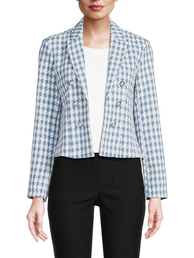 NANETTE nanette lepore Women's Houndstooth Open Front Jacket - Blue Cover