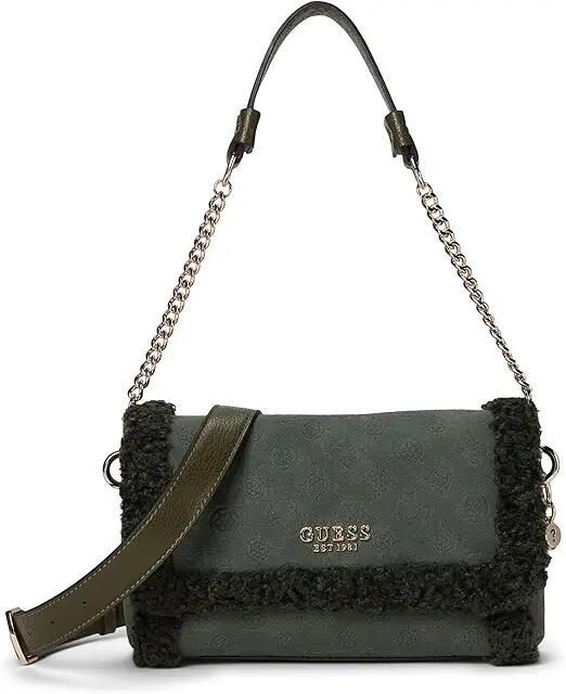 GUESS Davika Flap Shoulder Bag (Forest) Shoulder Handbags Cover