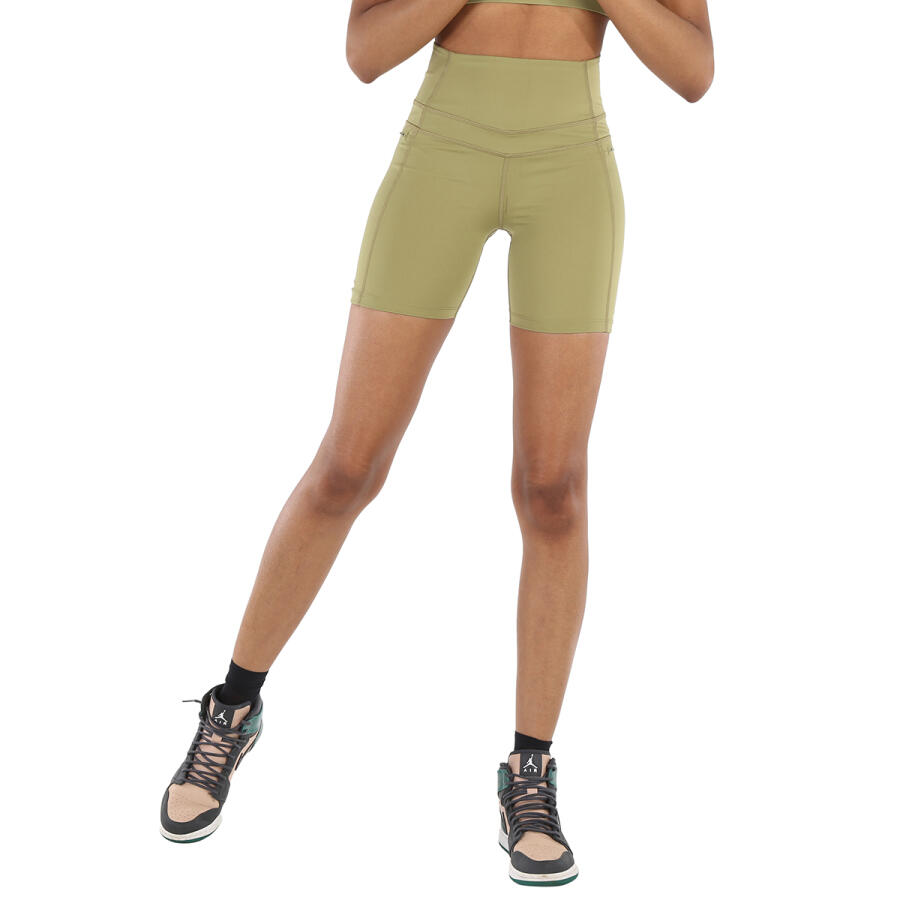 Lorna Jane Ladies Olive Stomach Support Bike Shorts With Zip Phone Pocket Cover