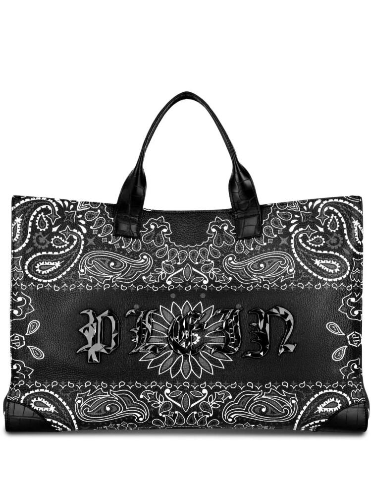 Philipp Plein logo-print cotton tote bag - Black Cover