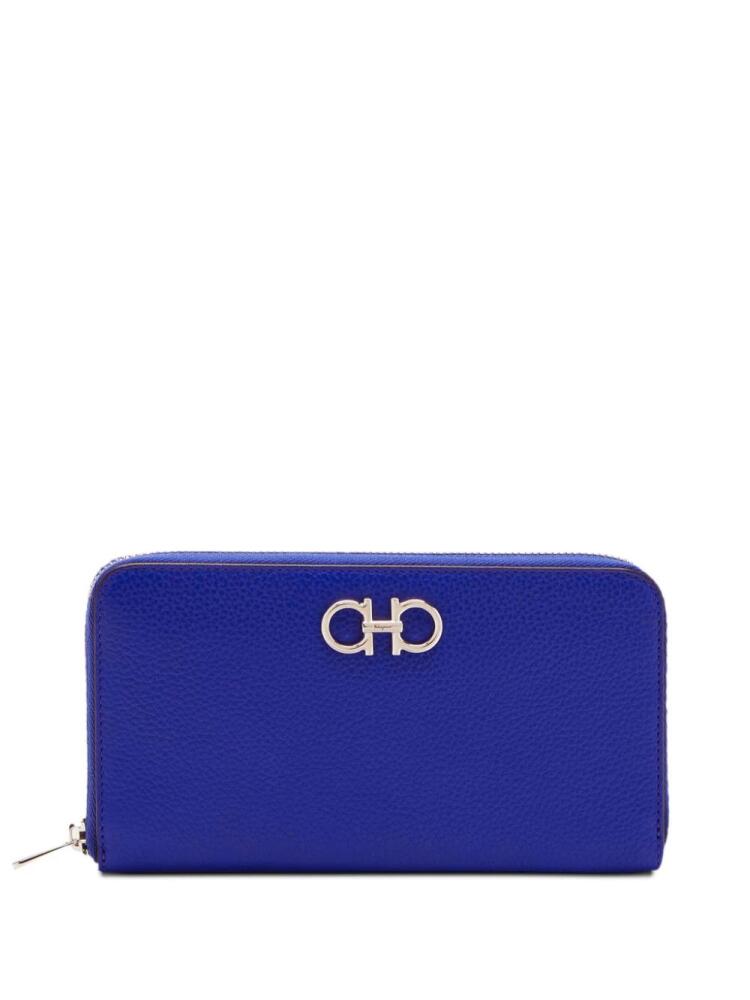 Ferragamo Gancini-plaque leather wallet - Blue Cover