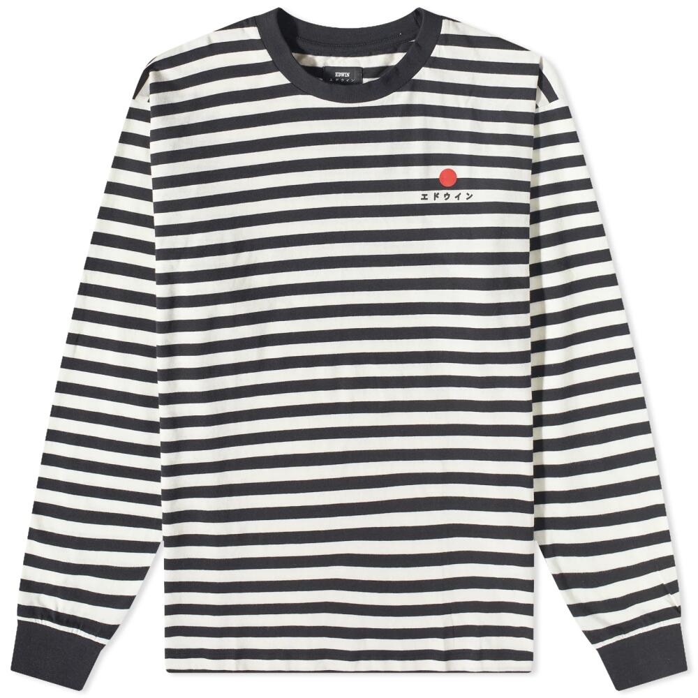 Edwin Men's Long Sleeve Basic Stripe T-Shirt in Black/White Cover