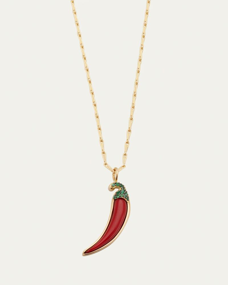 Brent Neale 18K Yellow Gold Coral Chili Pepper Pendant with Emeralds Cover