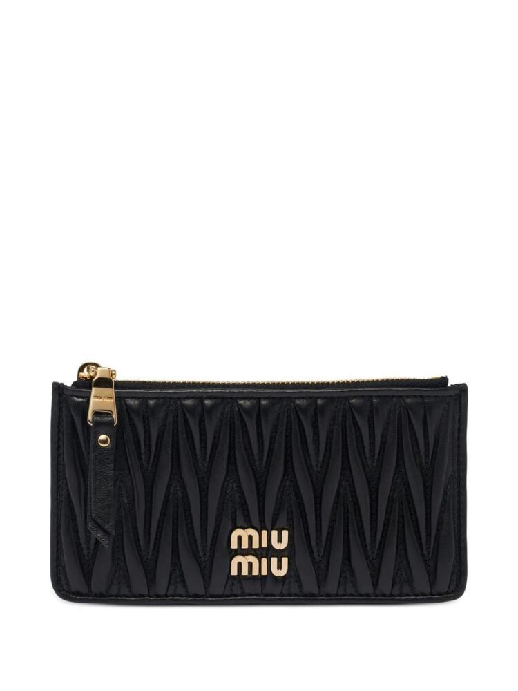 Miu Miu Matelassé ruched logo-plaque wallet - Black Cover