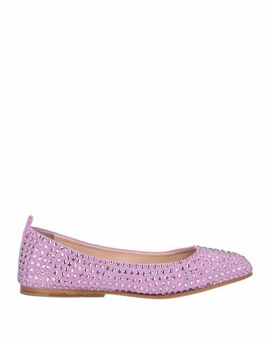 Eddy Daniele Woman Ballet flats Lilac Soft Leather, Swarovski Crystal Cover