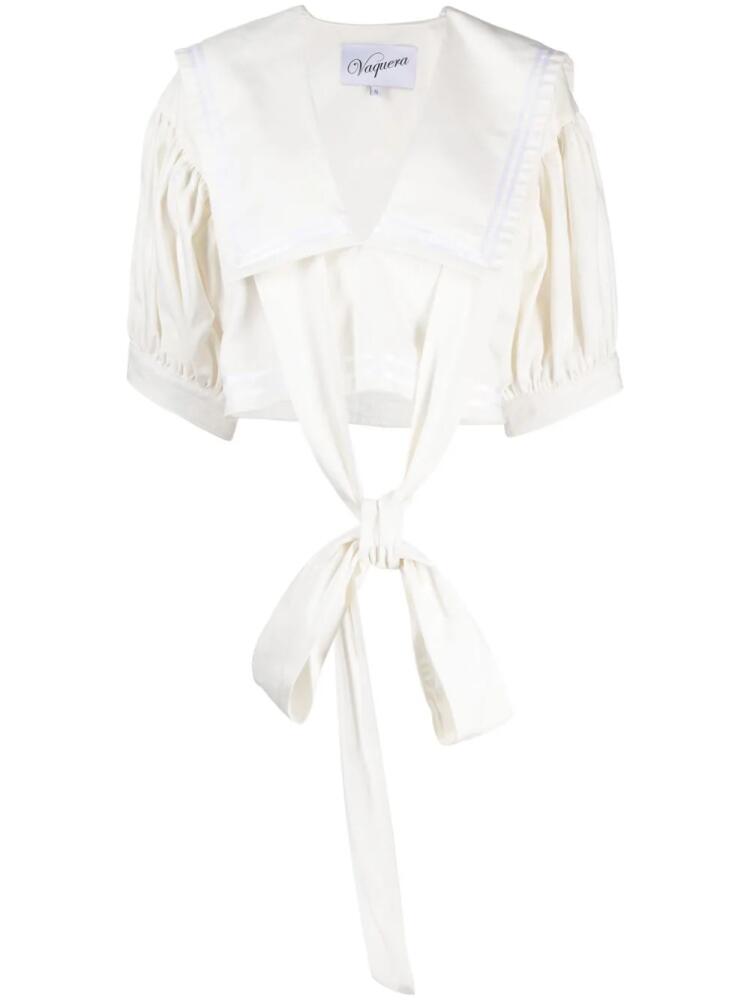 Vaquera sailor-collar cropped top - White Cover