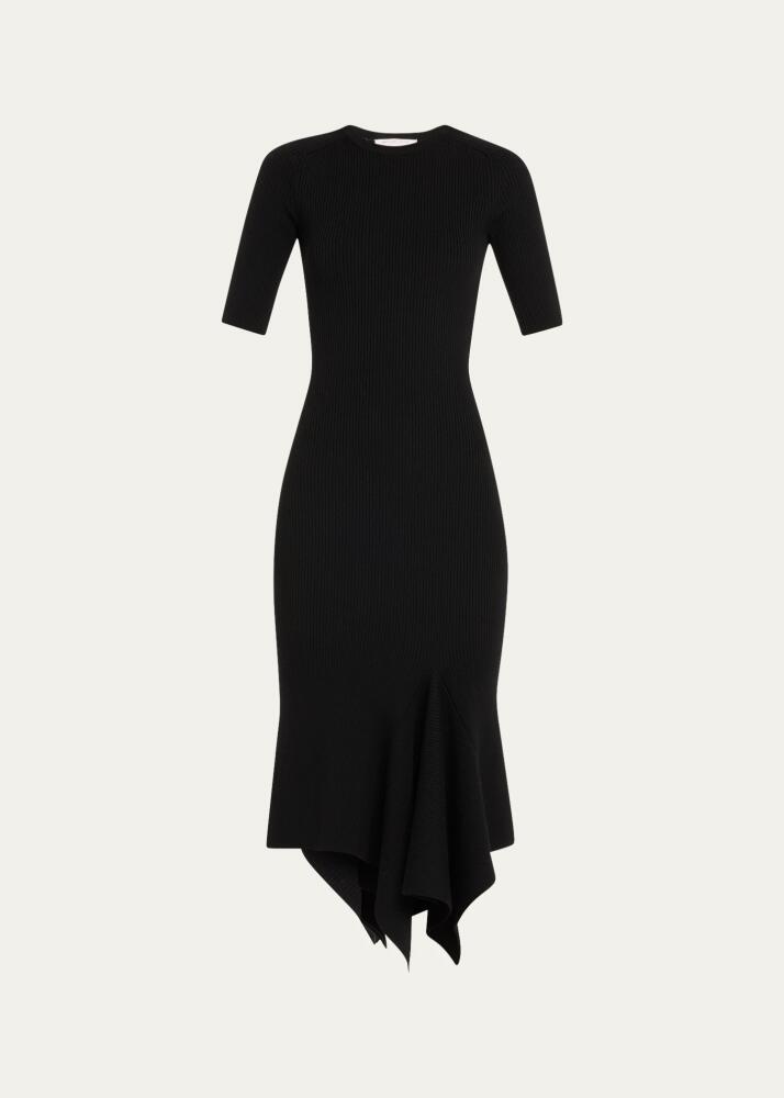 Michael Kors Collection Draped Asymmetric Wool Midi Dress Cover