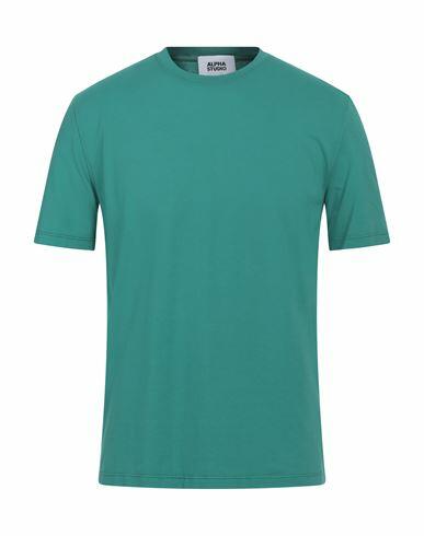 Alpha Studio Man T-shirt Green Cotton, Elastane Cover