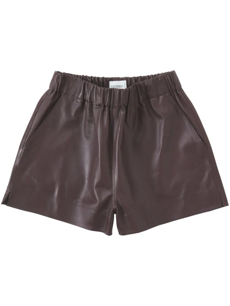 Closed elasticated-waist leather shorts - Brown Cover