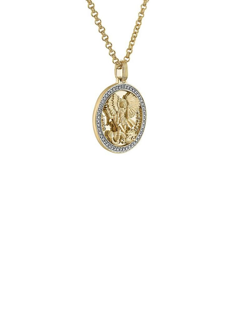 Esquire Men's 14K Goldplated Sterling Silver & 0.25 TCW Diamond St. Michael Pendant Necklace Cover